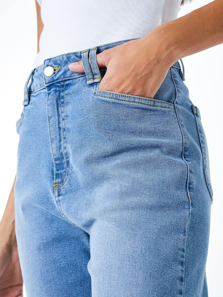 Roman Denim Blue Denim Pocket Detail Wide Leg Trousers - Image 5 of 5