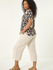 Roman Black Petite Abstract Stretch Blouse - Image 3 of 5