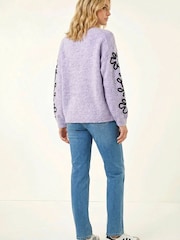 Roman Purple Sequin Floral Knit Jumper - Image 2 of 5