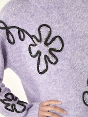 Roman Purple Sequin Floral Knit Jumper - Image 5 of 5