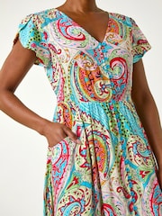 Roman Paisley Print Shirred Waist Maxi Dress - Image 5 of 5