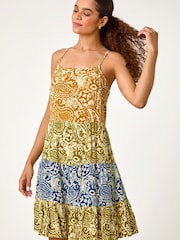 Roman Patchwork Paisley Print Tiered Dress - Image 4 of 5