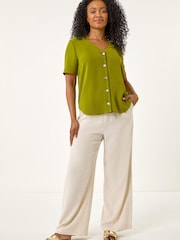Roman Green Button Through Blouse - Image 2 of 5