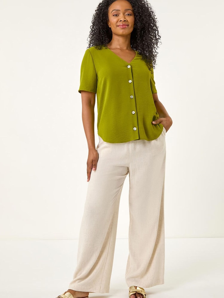 Roman Green Button Through Blouse - Image 2 of 5
