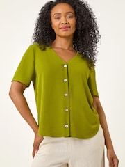 Roman Green Button Through Blouse - Image 4 of 5