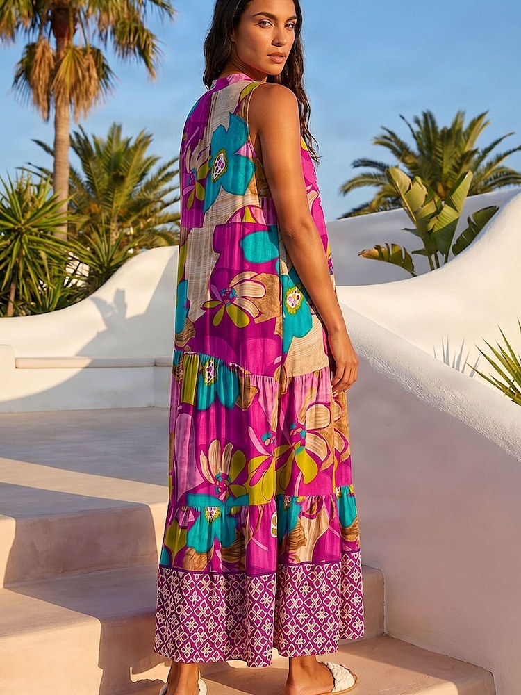 purple boho maxi dress Buy Roman Purple Boho Floral Print Smock Maxi Dress from Next USA