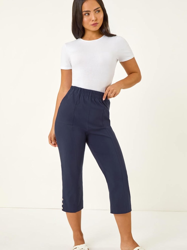 Roman Blue Bengaline Cropped Trousers - Image 2 of 5