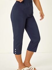 Roman Blue Bengaline Cropped Trousers - Image 4 of 5