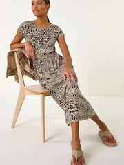 فستان متوسط الطول بطبعة تجريدية من Roman - Image 1 of 5