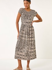 فستان متوسط الطول بطبعة تجريدية من Roman - Image 2 of 5