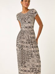 فستان متوسط الطول بطبعة تجريدية من Roman - Image 4 of 5