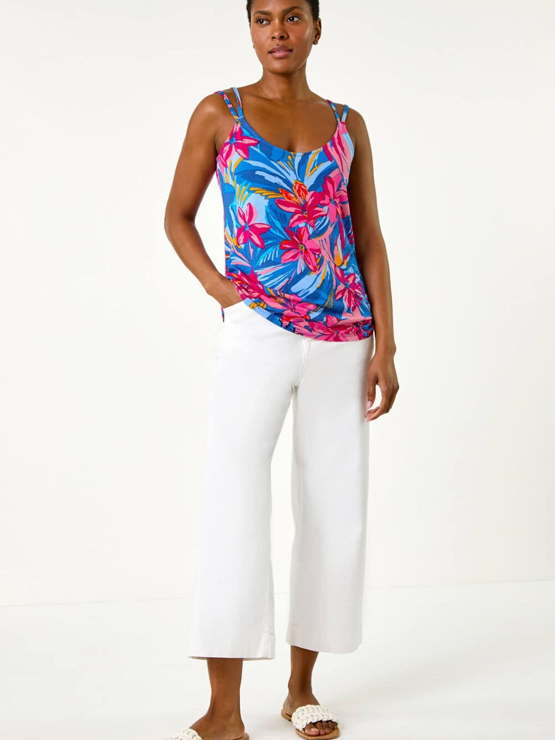 Buy Roman Pink Tropical Floral Strap Detail Cami Top from Next Romania