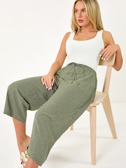 Roman Green Petite Spot Print Stretch Culottes - Image 1 of 5