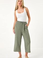 Roman Green Petite Spot Print Stretch Culottes - Image 2 of 5