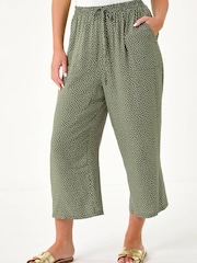 Roman Green Petite Spot Print Stretch Culottes - Image 4 of 5