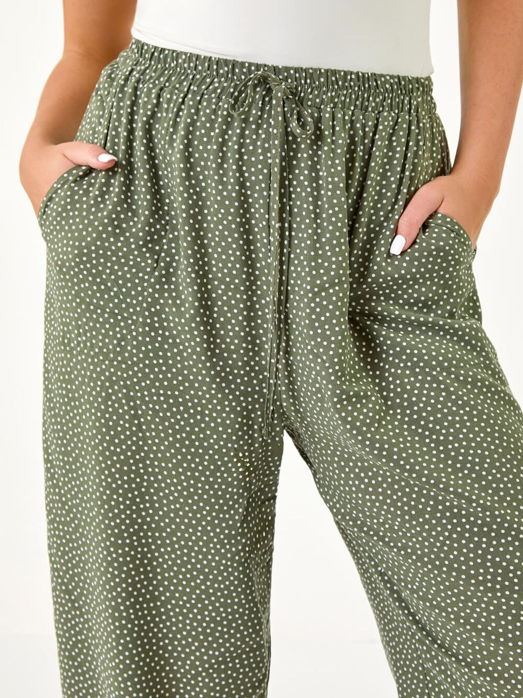 Buy Roman Green Petite Spot Print Stretch Culottes from Next USA
