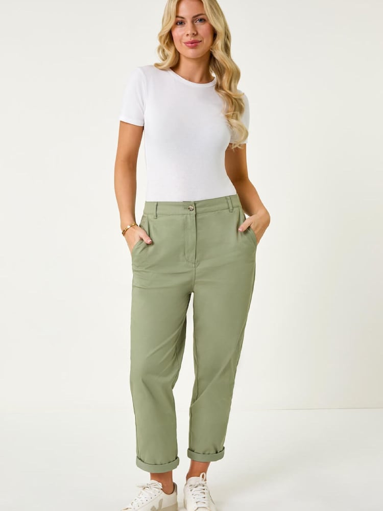Roman Green Stretch Chino Trousers - Image 1 of 5 Roman Green Stretch Chino Trousers - Image 1 of 5