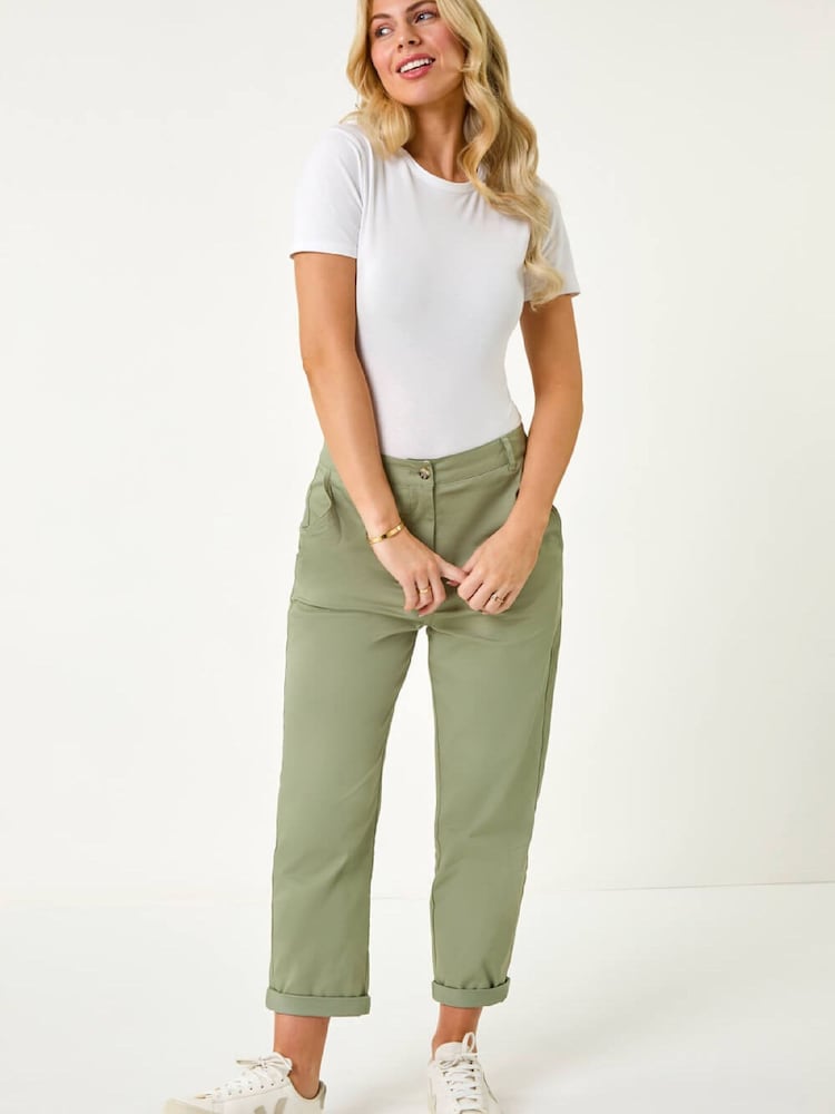Roman Green Stretch Chino Trousers - Image 2 of 5 Roman Green Stretch Chino Trousers - Image 2 of 5