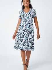 Roman Petite Floral Frill Hem Stretch Dress - Image 2 of 5