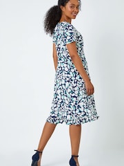 Roman Petite Floral Frill Hem Stretch Dress - Image 3 of 5