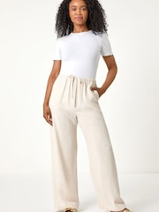 Roman Petite Linen Mix Wide Leg Trousers - 圖片 2/5