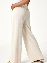 Roman Petite Linen Mix Wide Leg Trousers - 圖片 3/5