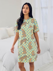 Chelsea Peers Checkerboard Leopards Print Nightshirt - Image 1 of 5
