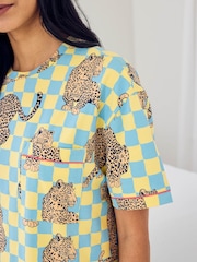 Chelsea Peers Checkerboard Leopards Print Nightshirt - Image 2 of 5