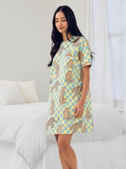 Chelsea Peers Checkerboard Leopards Print Nightshirt - Image 3 of 5
