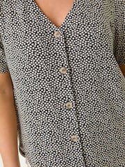 Roman Black Petite Spot V-Neck Stretch Blouse - Image 5 of 5