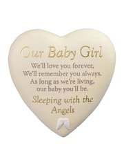 Widdop White Graveside Heart Plaque - Our Baby Girl Ornaments - Image 1 of 5
