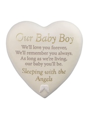 Widdop White Graveside Heart Plaque - Our Baby Boy Ornaments - Image 1 of 5