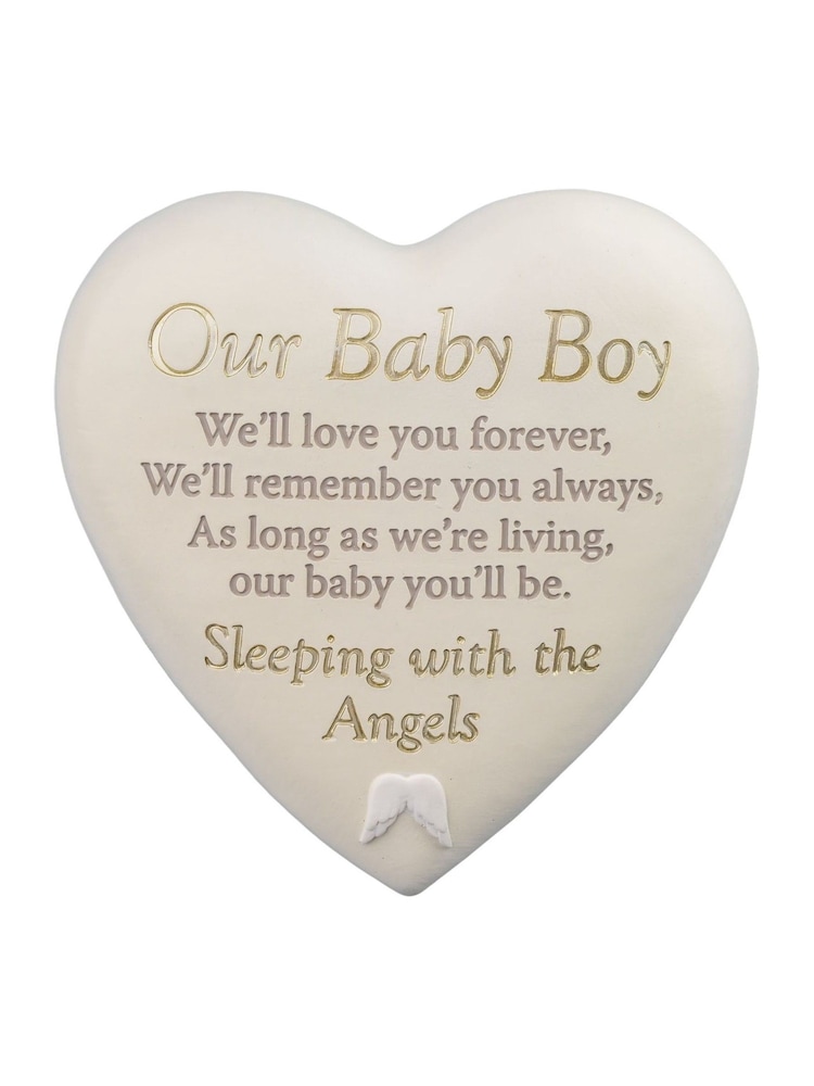 Widdop White Graveside Heart Plaque - Our Baby Boy Ornaments - Image 1 of 5