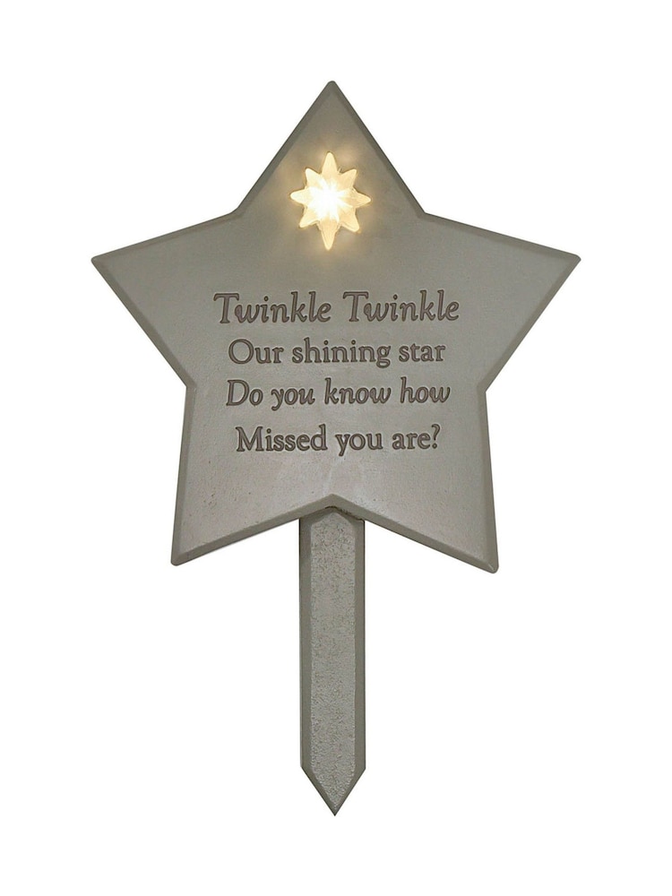 Widdop Grey Memorial Solar Light Up Star Plaque Twinkle Ornaments - Image 2 of 2