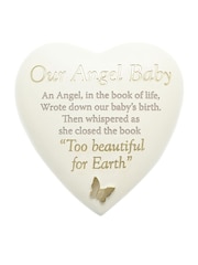 Widdop White Graveside Heart Plaque - Angel Baby Ornaments - Image 1 of 3
