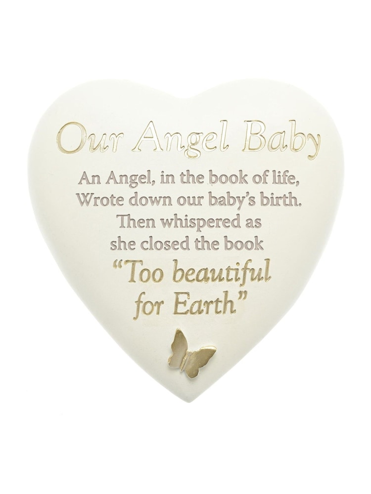 Widdop White Graveside Heart Plaque - Angel Baby Ornaments - Image 1 of 3