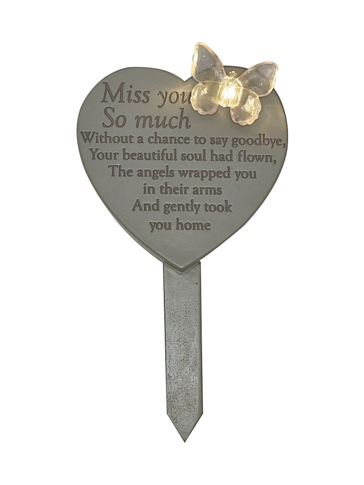 Widdop Grey Memorial Solar Light Up Heart Plaque - Miss You So Much Ornaments - Image 2 of 2