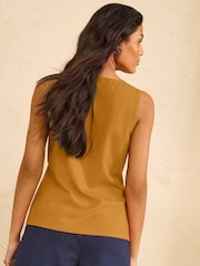 Love & Roses Mustard Yellow Scallop Scoop Neck Jersey Vest - Image 4 of 4