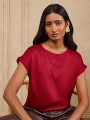 Malla roja - Camiseta de punto con espalda de satén de Love & Roses - Imagen 1 de 5