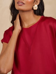 Malla roja - Camiseta de punto con espalda de satén de Love & Roses - Imagen 3 de 5
