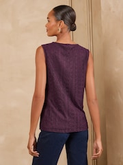 Love & Roses Black Cherry All Over Lace V-Neck Vest - Image 4 of 5