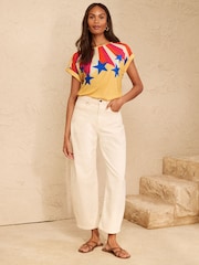 Love & Roses Yellow Star Print Petite Crew Neck Jersey T-Shirt - Image 3 of 4