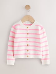Ecru Pink stripe Knit Cardigan (3mths-7yrs) - Image 1 of 4