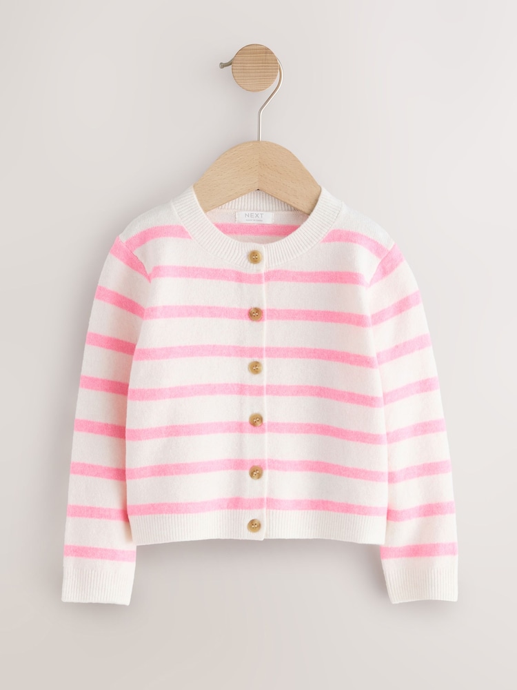 Ecru Pink stripe Knit Cardigan (3mths-7yrs) - Image 1 of 4