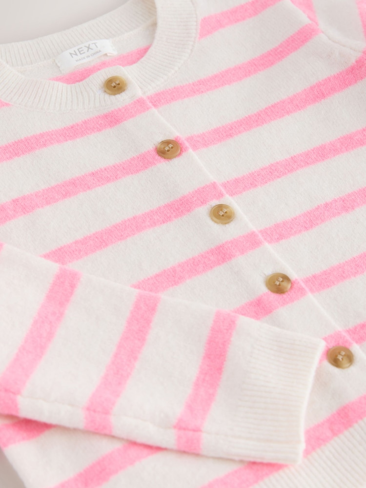 Ecru Pink stripe Knit Cardigan (3mths-7yrs) - Image 4 of 4