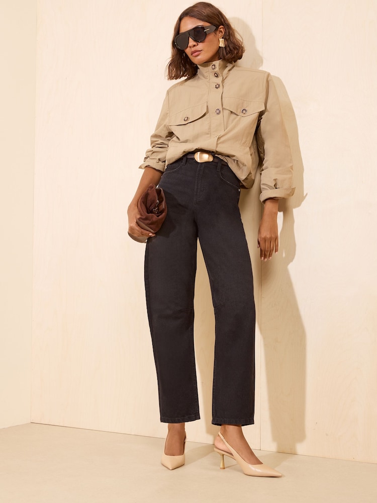 Friends Like These Washed Black Denim Barrel Jeans - Image 1 of 5