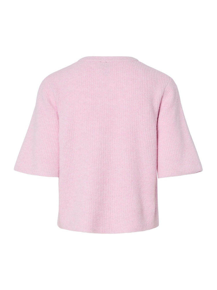 PIECES Pink Short Sleeve O-Neck Knit Cardigan - Image 6 of 6