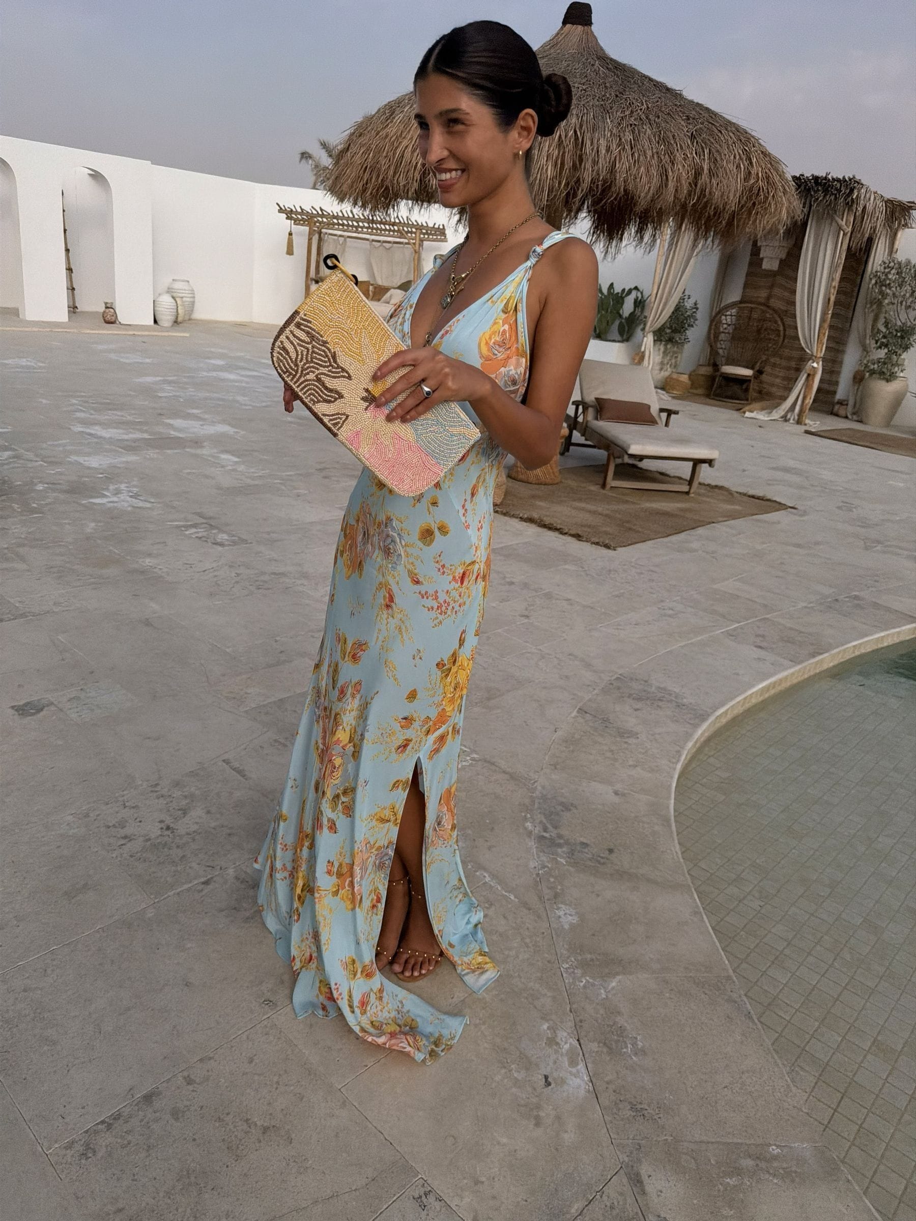sofia satin floral maxi dress Francesca's Sofia Satin Floral Maxi Dress