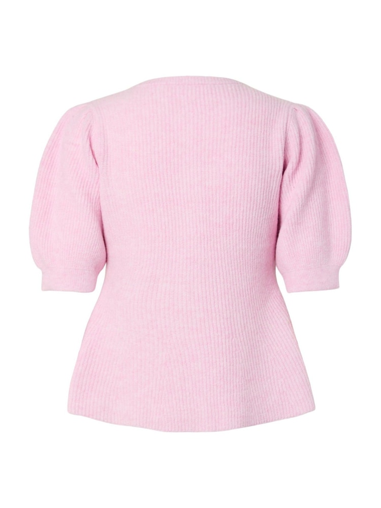Pieces Pink Short Sleeve Puff Knit Cardigan - Image 5 of 5 Pieces Pink Short Sleeve Puff Knit Cardigan - Image 5 of 5