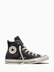 Converse Grey Chuck Taylor Cozy Fleece Suede High Trainers - Image 1 of 7